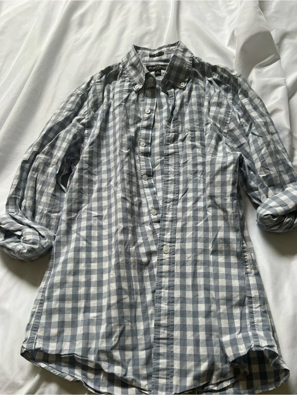 J. Crew Light Blue and White Gingham Button-Down Shirt